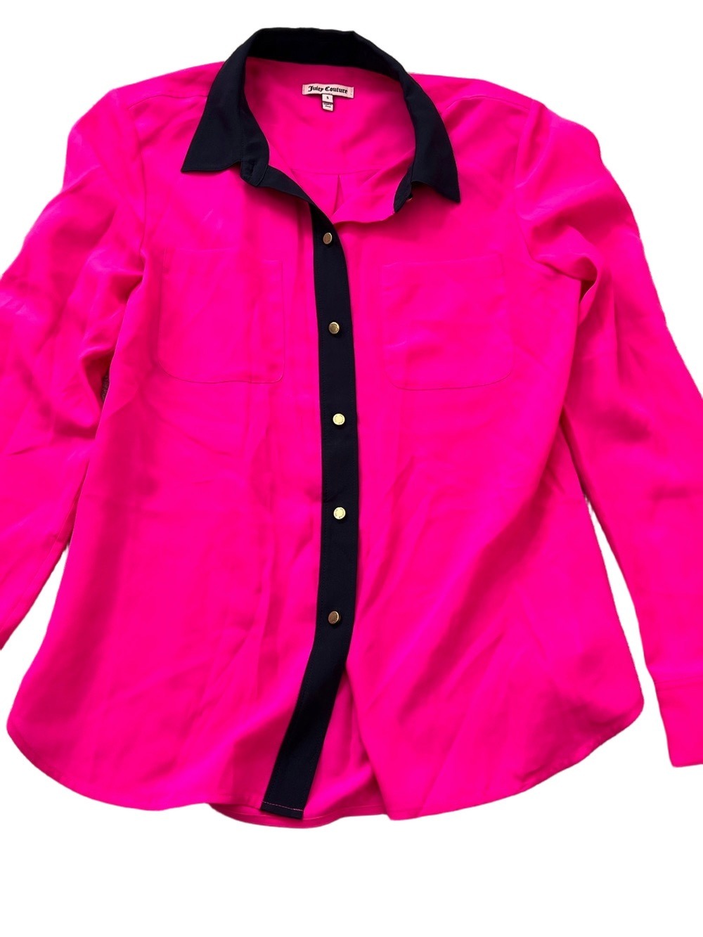 Brand New ⭐️ Juicy Couture Hot Pink Blouse with Navy Trim
